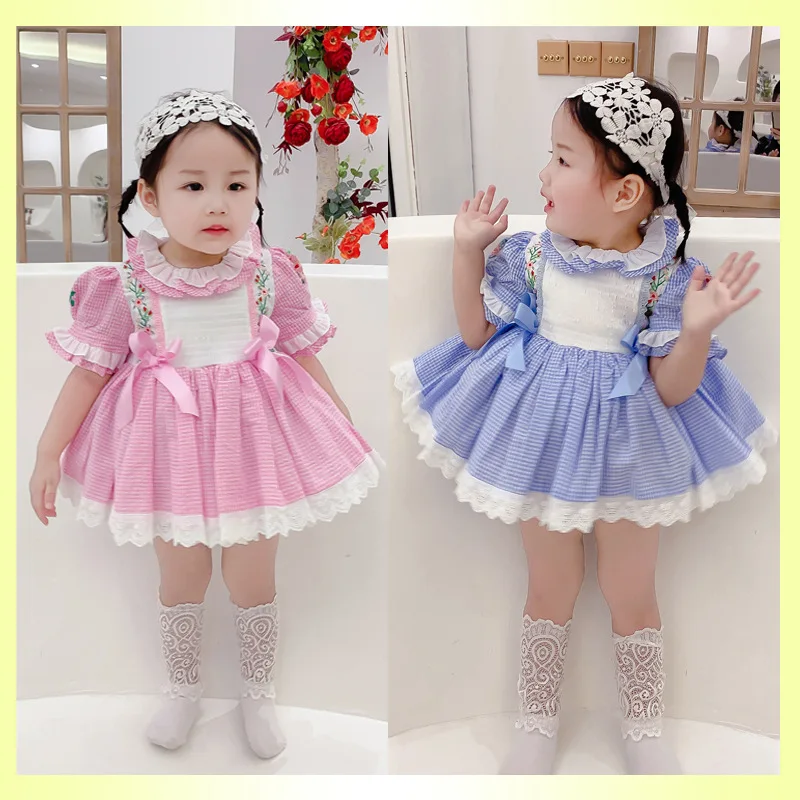 

Хлопковое платье для девочек, с двойным отворотом и большим бантом, с цветочным принтом, в стиле Лолиты, летнее, 2020