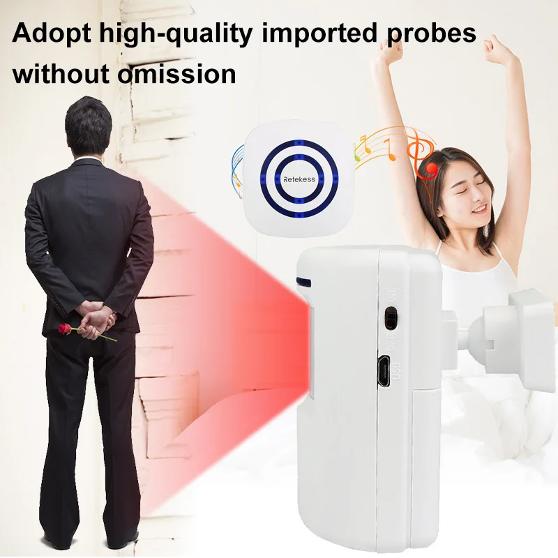 RETEKESS T801 Wireless Chime Alarm Alert Doorbell with PIR Motion Sensor Infrared Detector Induction Gate Entry Door Bell Home |