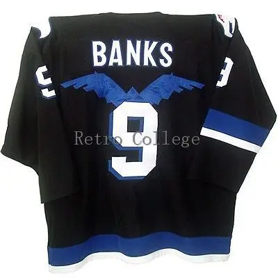 

RARE Stitched Adam Banks #9 Hawks Ice Hockey Jersey Mens Embroidery Stitched Customize any number and name Jerseys