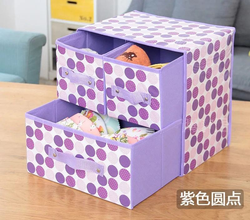 Purple dots A Нетканые ткани ящики органайзеры для носков бюстгальтеры ящики для хранения нижнего белья стол аксессуары для волос Органайзер Домашний - Цвет: Purple dots A