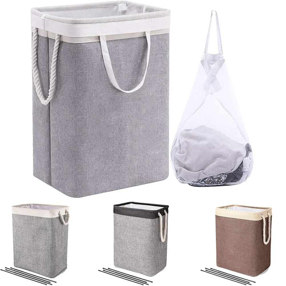 

Laundry Basket with Strong Handles Collapsible Laundry Hampers Built-in Lining with Detachable Wash Net Bag Well-Holding