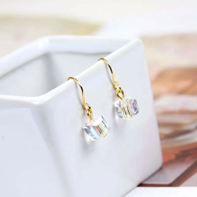 

Aurora Crystal Square Beaded Pendant Hook Drop Earrings Women Fashion Jewelry