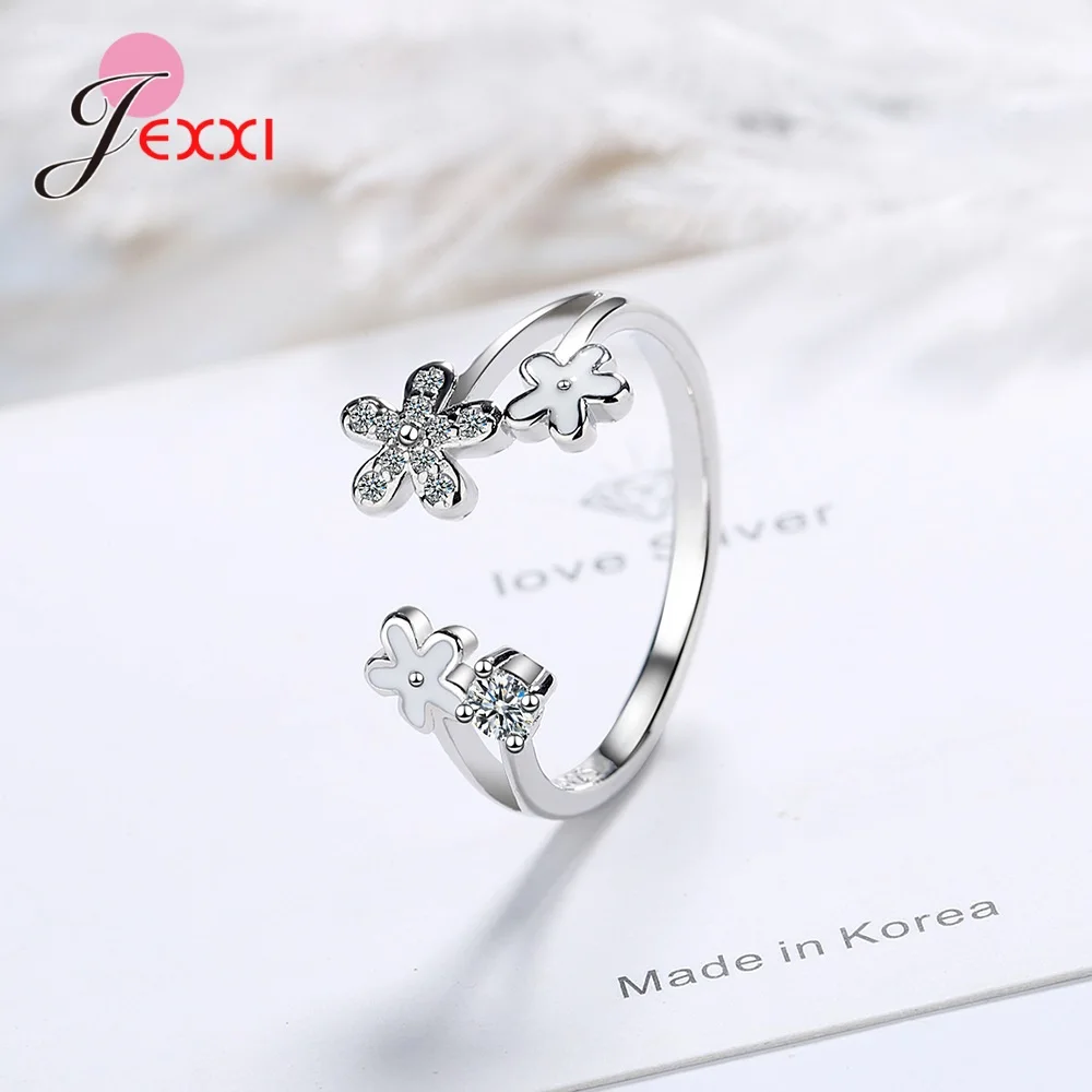 

New Sizeable Finger Rings For Women Girls Fast Shipping 925 Sterling Silver Flower Rings For Wedding Engagement Decoration
