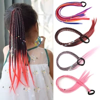 colorful gradient headband girls twist braid rope simple rubber band hair accessories kids wig rope hair braider tools headwear