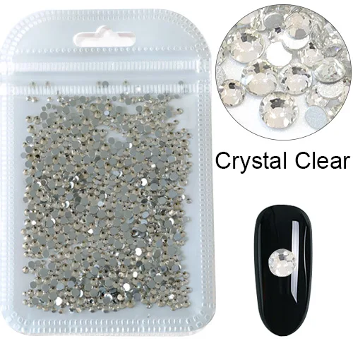 Crystal 1000 шт Смешанные Размеры SS3-SS12; обувь с блестящими стразами ab стеклянные стразы для дизайна ногтей Стразы Б ез исправлений ногтей Rhinestoens нейл-арта украшения H0248 - Цвет: Crystal