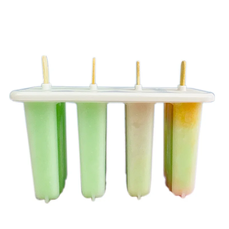 

4 Cells Popsicles Mold 50pcs Ice Sticks Plastic Frozen Ice Cream Mold Popsicle Maker Lolly Mould Cooking Tools