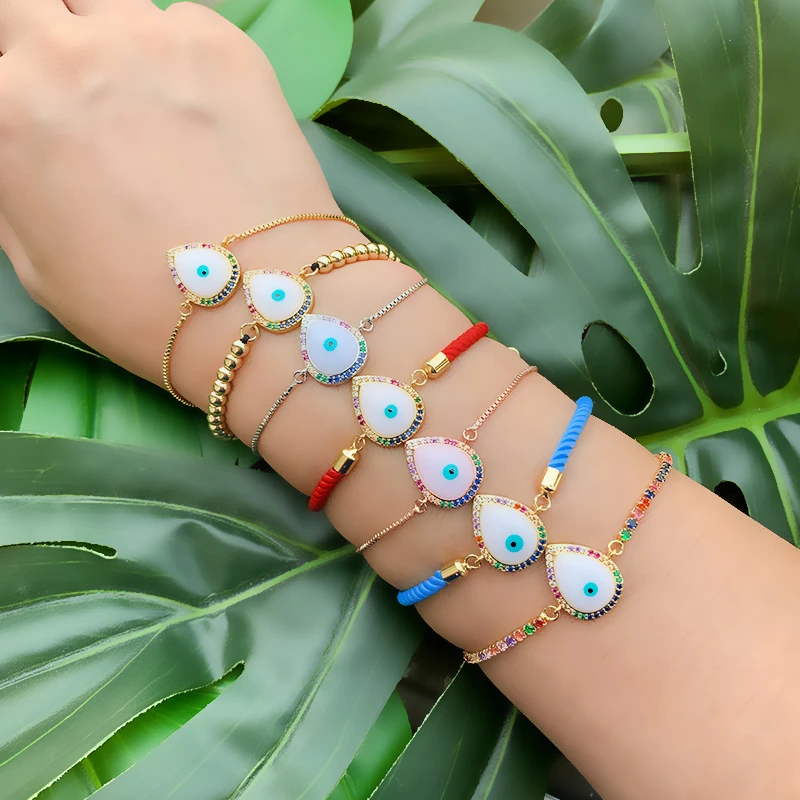 Женский браслет с цепочкой Lucky Blue Zircon золотой медный свадебные