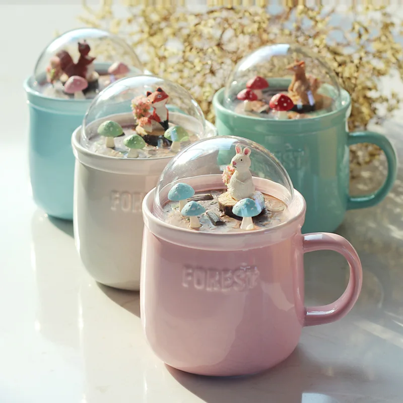 

400ml Mug Cup Creative Forest Micro Landscape Ceramic Cup Cute Big Belly Mark Water Cup Male And Female Coffee Cup Gift Cup