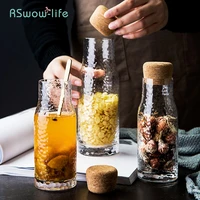 creative cork sealed glass storage bottle home kitchen dried fruit miscellaneous grain milk containers slip proof transparent