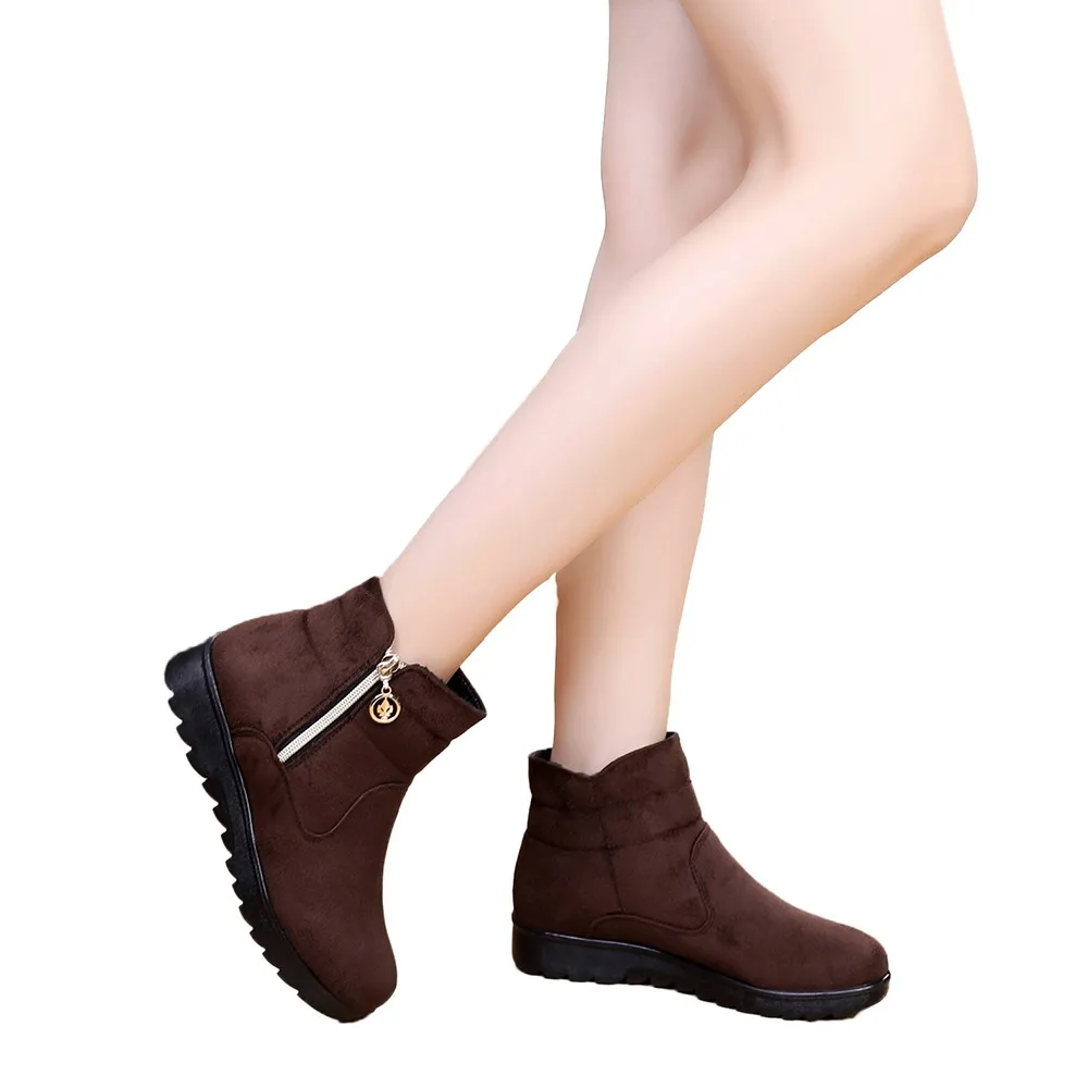 Популярные Зимние Теплые ботильоны SAGACE на каблуке для женщин среднего возраста