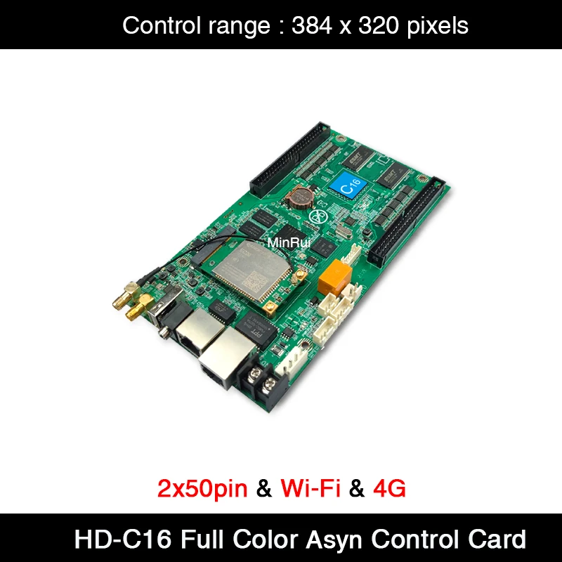 HD-C15 / HD-C16 Asynchronous Full-Color LED Module / panles Control Card 384x320Pixels , 2x50Pin Lan Wi-Fi by U-disk 4G modules