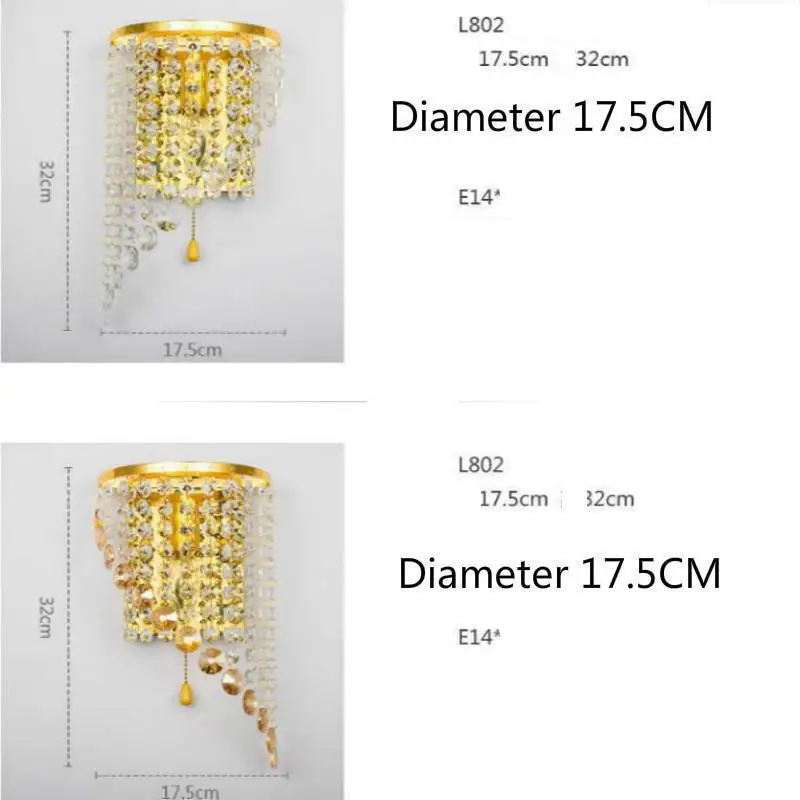 Европейская светодиодная настенная лампа в стиле лофт красочный хрустальный
