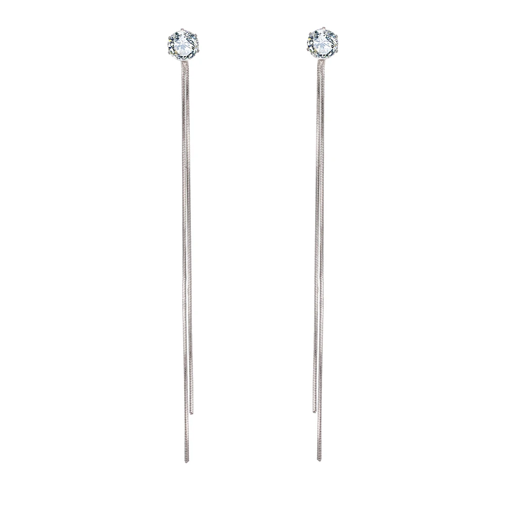 

FNIO 2020 New Long Crystal Tassel Gold Color Dangle Earrings for Women Wedding Drop Earing Fashion Jewelry Gifts