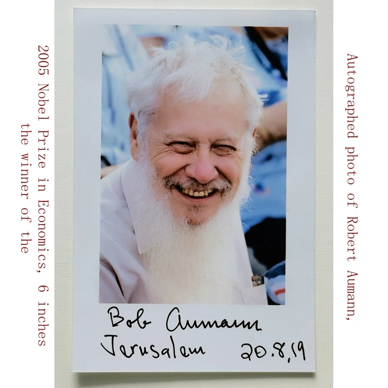 Autographed photo of Robert Aumann, the winner of the 2005 Nobel Prize in Economics, 6 inches