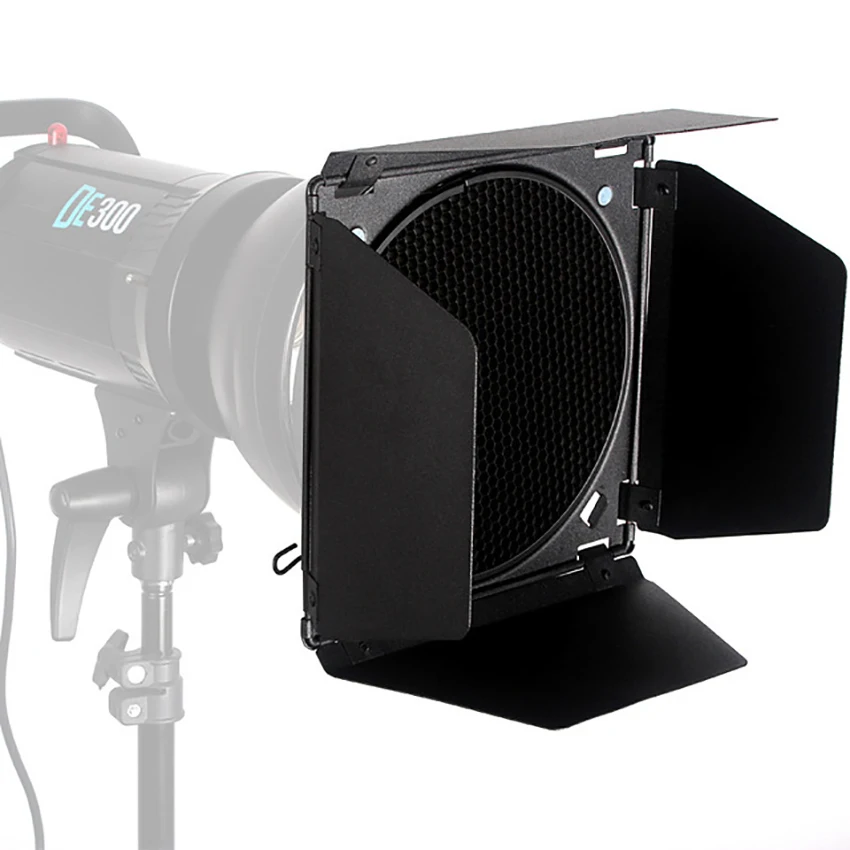 

Barn Door & Honeycomb Grid & 4 Pieces Color Gel Filters Compatible for Standard Reflectors Studio Strobe Monolight Photography