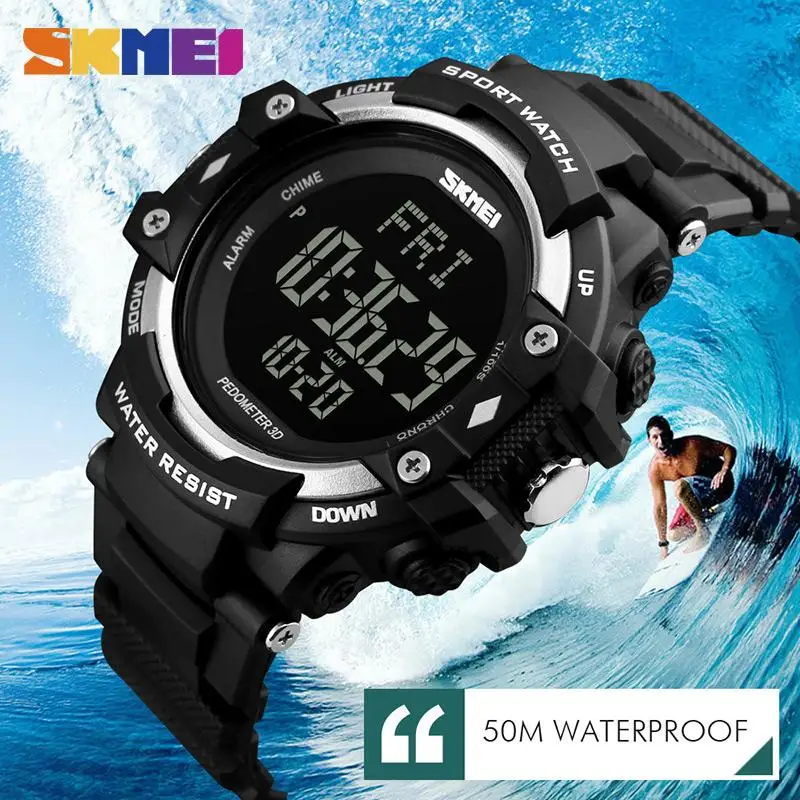 

SKMEI Sport Watch Men Pedometer Heart Rate Monitor Calories Counter 50M Waterproof LED Display Digital Watch reloj hombre 1180