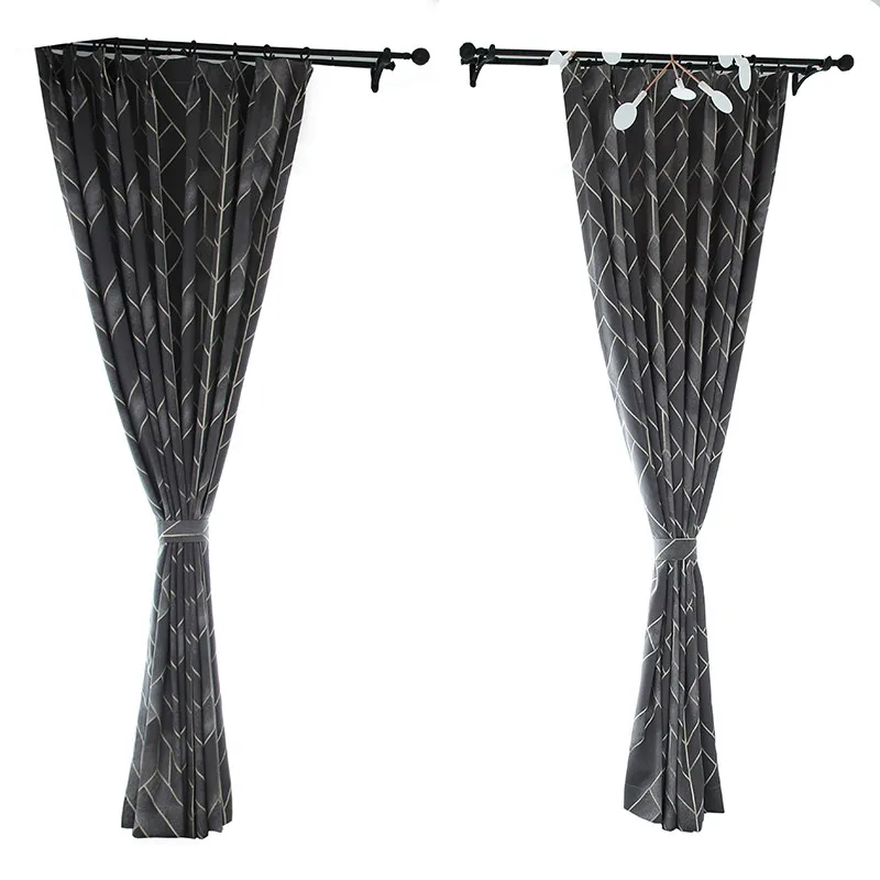 

Modern Geometric Stripes Thick Blackout Curtain For Living Room Bedroom Nordic Dark Green Window Drapes Panel Cortinas AD593H