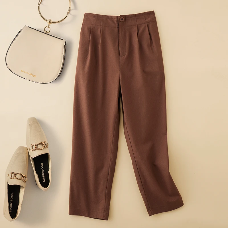 

New 2021 Summer Women Cotton Linen Literature Art Loose Ankle-length Pants Femme Casual Plus Size Harem Pants Women Clothes J060