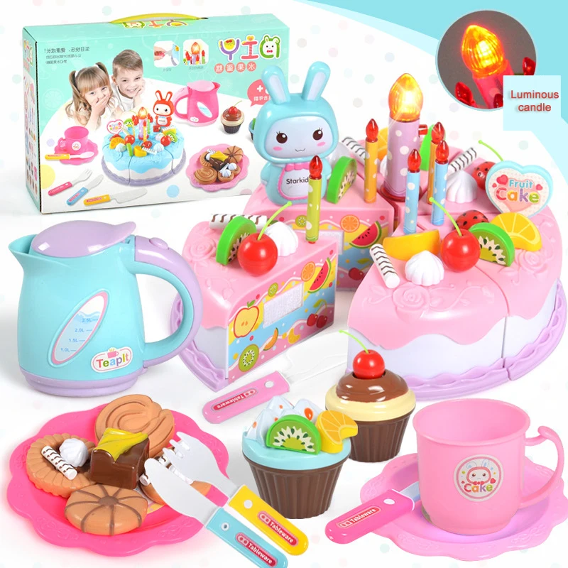 

Kitchen Toys Children Play Every Family Birthday Cake Toy Food DIY Cut Fruit Simulation Plastic Education Kindergarten Gifts