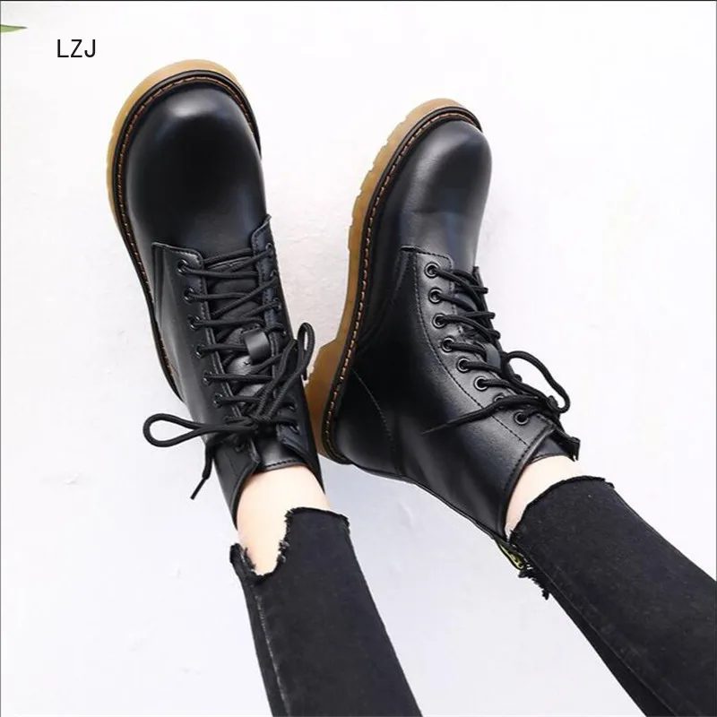 LZJ 2019 новые зимние мотоциклетные ботинки на шнуровке женские ботильоны в