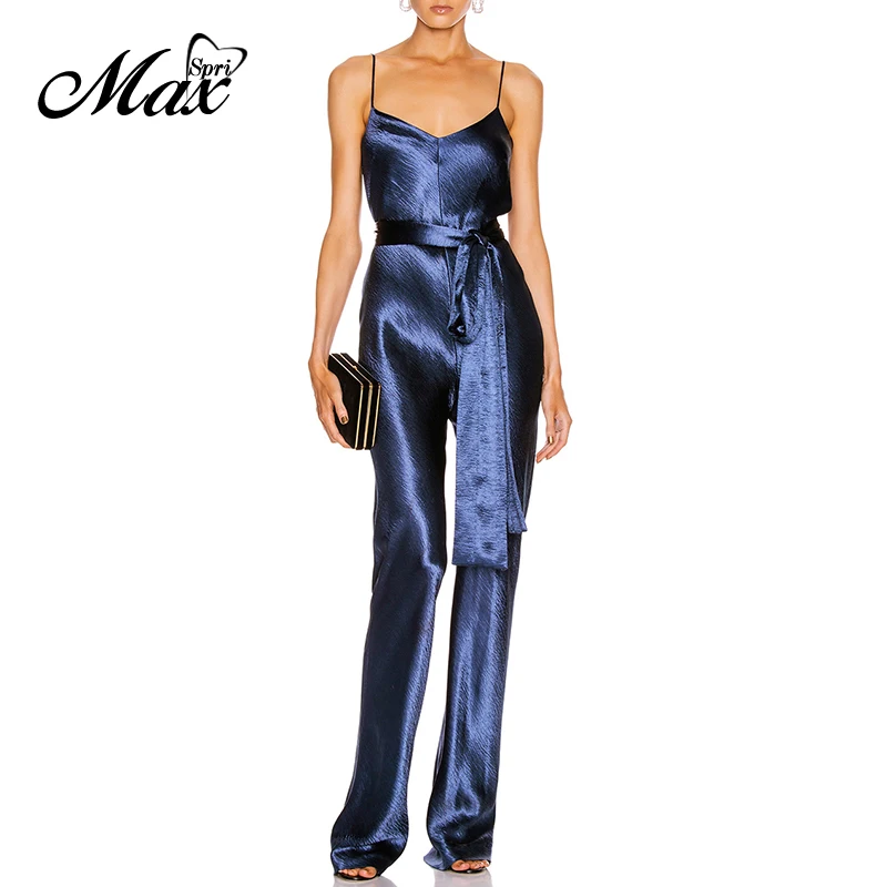 Женский атласный комбинезон Max Spri элегантный Свободный с v-образным вырезом на