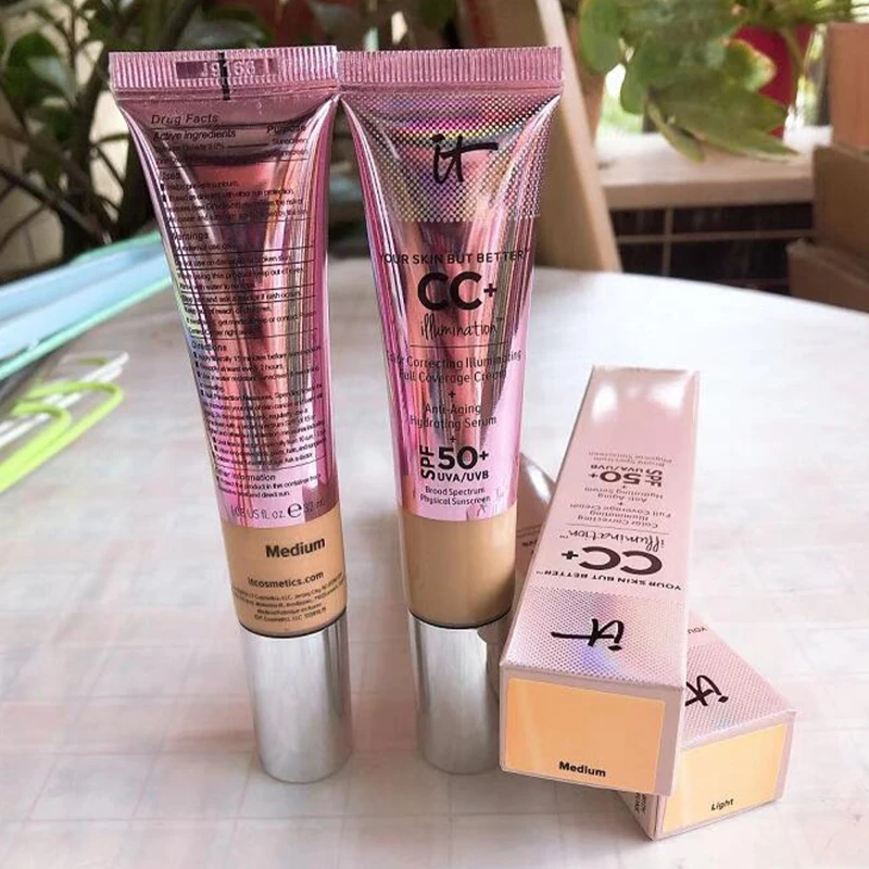 

Hot Sale It Cosmetics CC+ Cream SPF50 Full Cover Medium Light Base Liquid Foundation Makeup Whitening Your Skin But Better