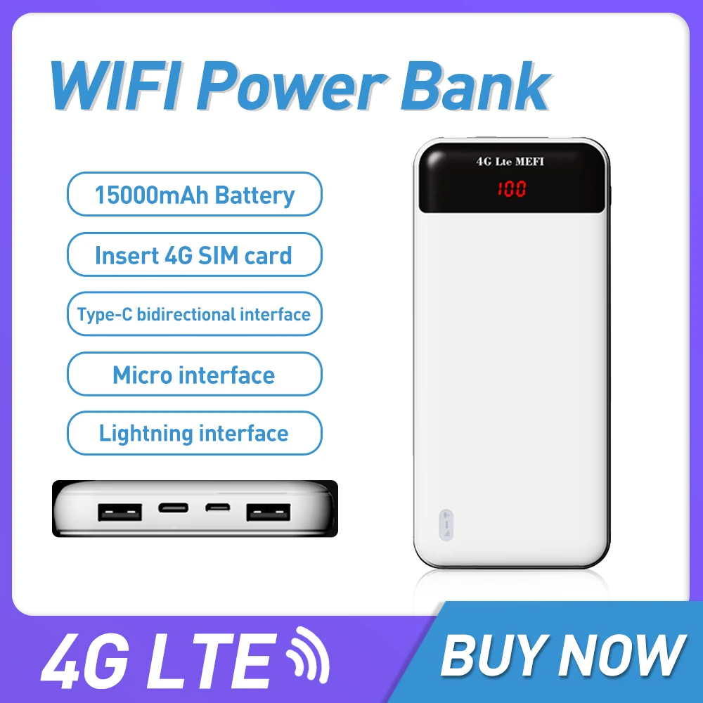 UNIWA G15 Portable 4G Lte Wifi Router 150Mbps With Sim Card Slot pocket hotspot 10000mAh Power Bank Mifi Charge Supprt 10 User