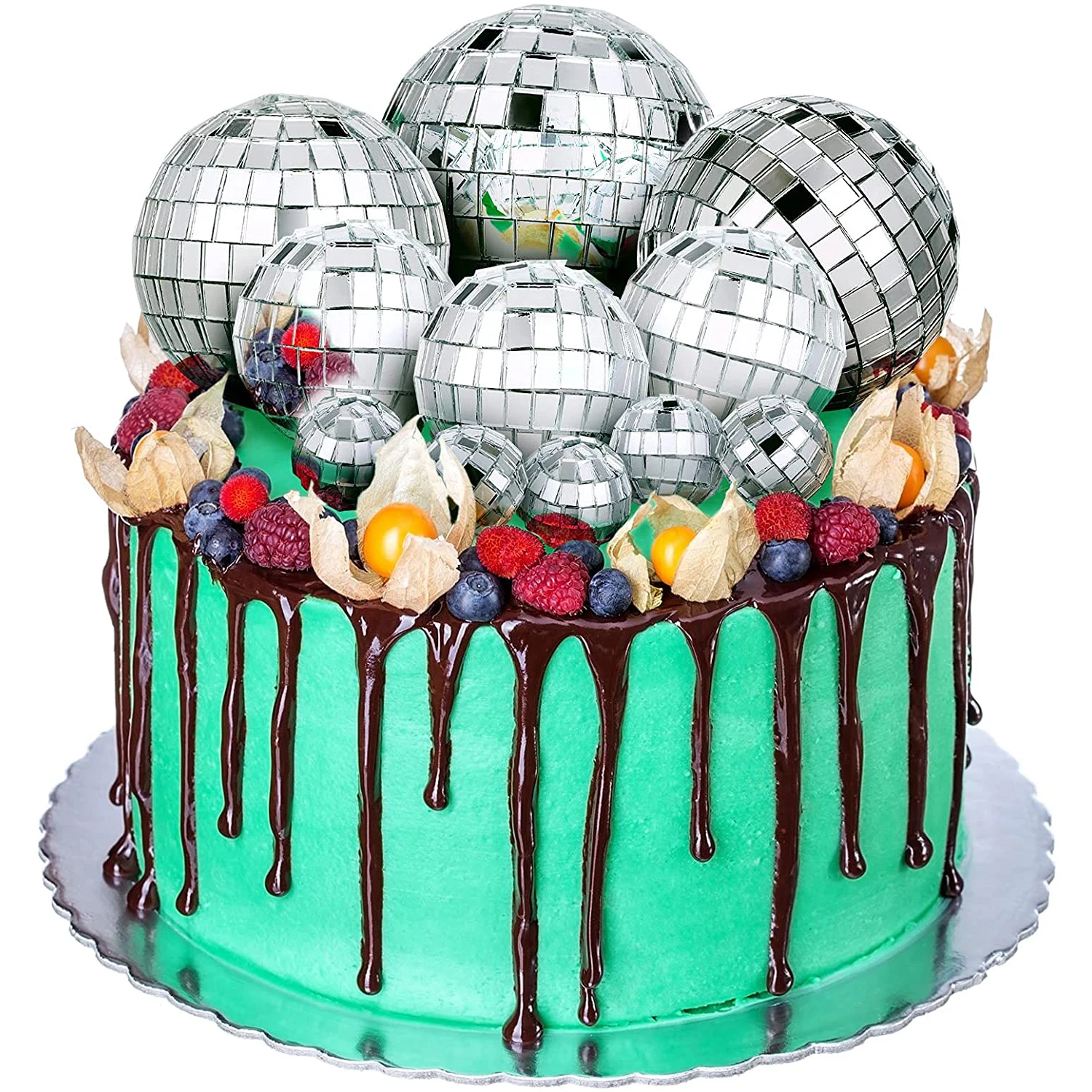 

11 Pieces Disco Ball Cake Decoration Disco Ball Table Decorations 70s Disco Themed Cake Toppers for Birthday Christmas Disco
