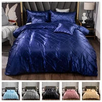 hot sale luxury 2 or 3pcs satin plaid bedding set smooth soft duvet cover sets 1 quilt cover 12 pillowcases useu size