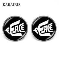 karairis new charms peace sign stud earrings beach summer retro vintage flower power peace jewelry women girls earring gifts