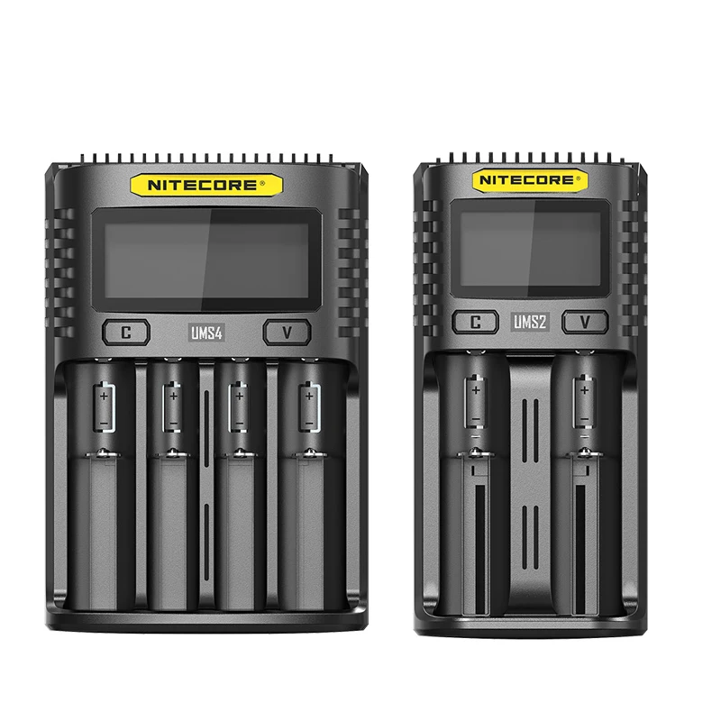 

NITECORE UMS2 UMS4 Battery Charger USB Output 3A for Lithium Ion Ni-MH NiCd 18650 20700 21700 10500 Universal Battery Charger