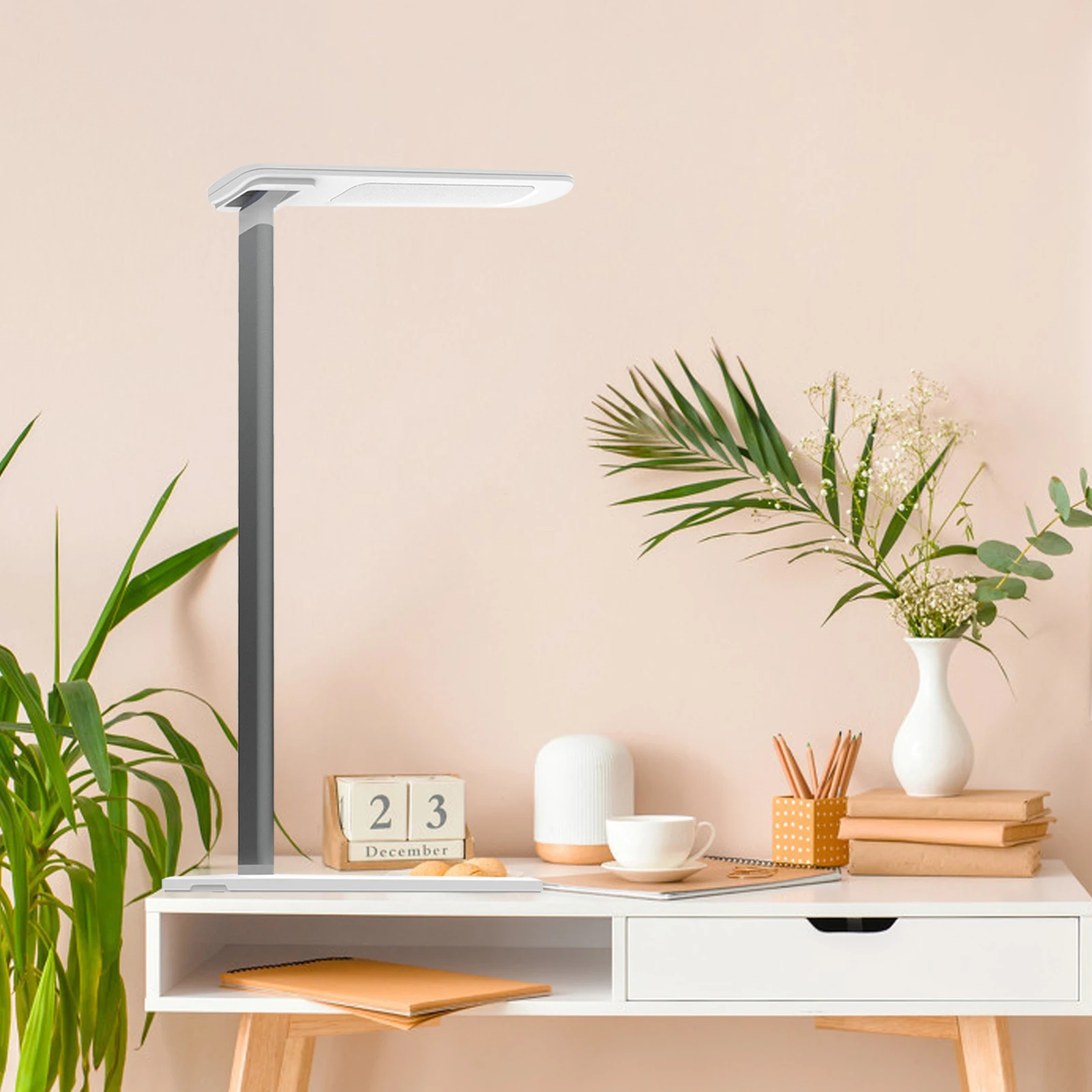 

Wirelessly Charge USB LEDs Desk Lamp Touching Control 3 Lighting Colors Dimmable Folding Eye Protecting Desk Light Reading Lamp