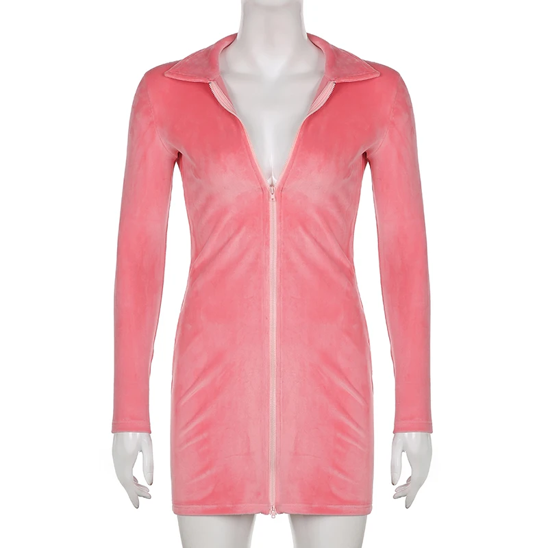 Новинка 2021 женская одежда однотонное розовое мягкое мини-платье с длинным