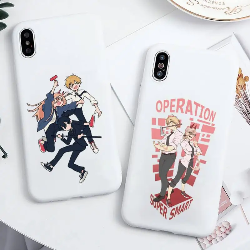 

Chainsaw Man Japan anime Phone Case Candy Color for iPhone 6 7 8 11 12 s mini pro X XS XR MAX Plus