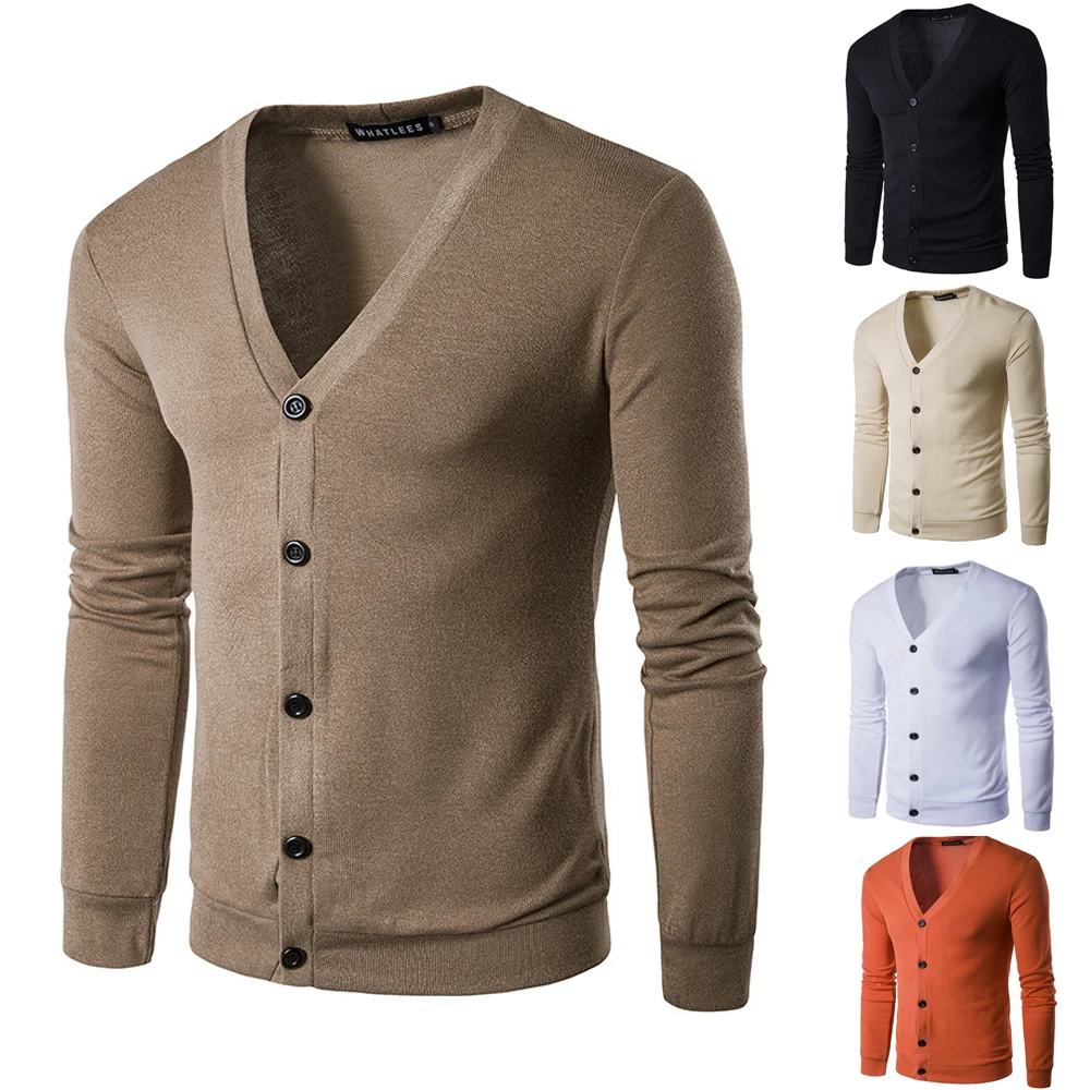 Helisopus Мужской Повседневный Кардиган модный однотонный свитер с v образным