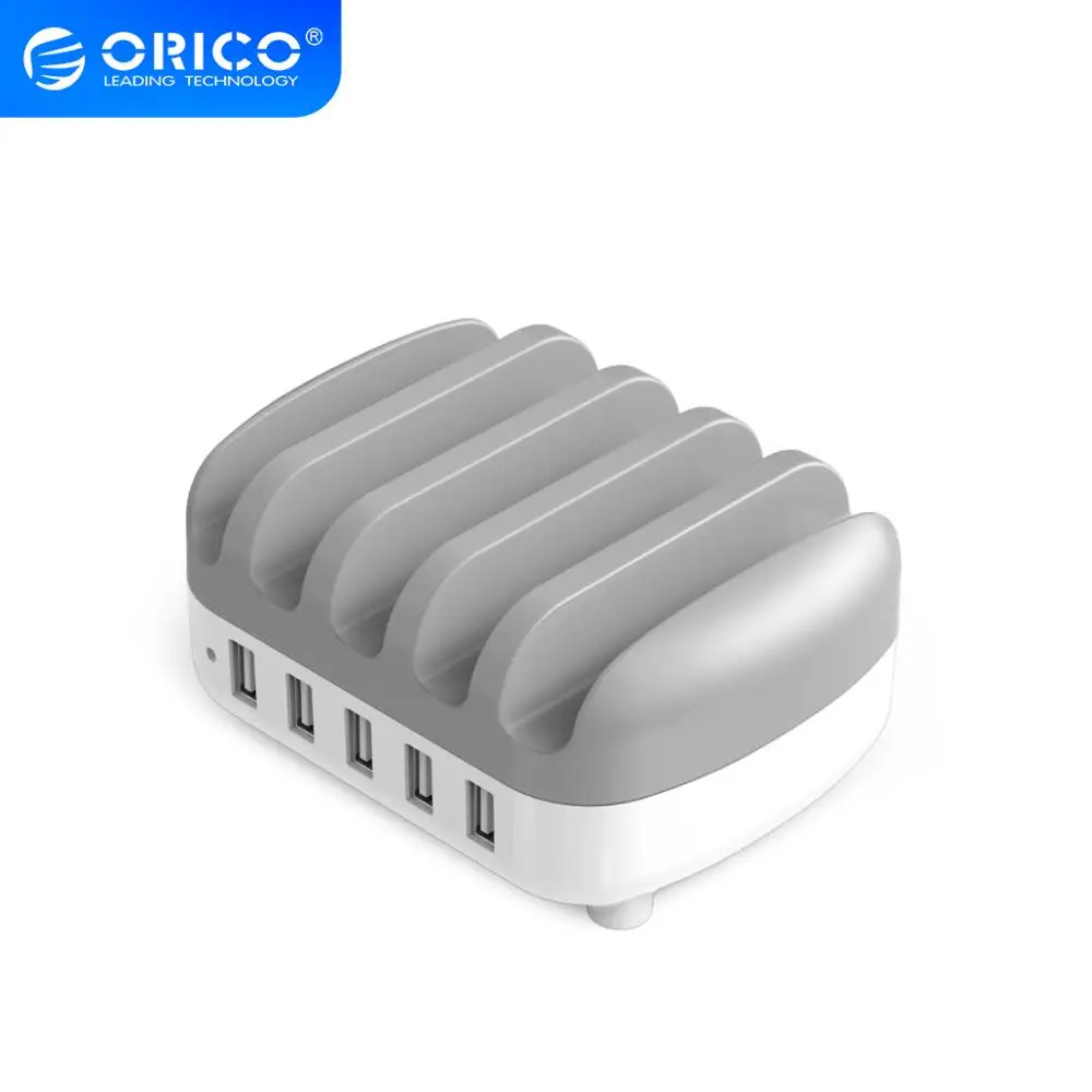 Зарядная док станция ORICO с 5 USB портами и держателем для телефона В 2 4 А * 40 Вт макс.