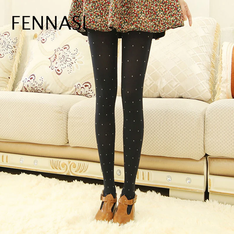 Колготки женские в горошек с высокой талией черные | Женская одежда