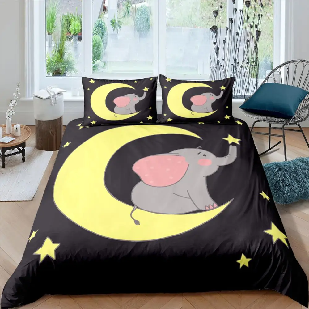 

3D Cute Printed Animal Duvet Cover Moon Cartoon Bedding Set 2/3pcs Home Textiles Luxury High Quality Bedspread Queen Bedclothes