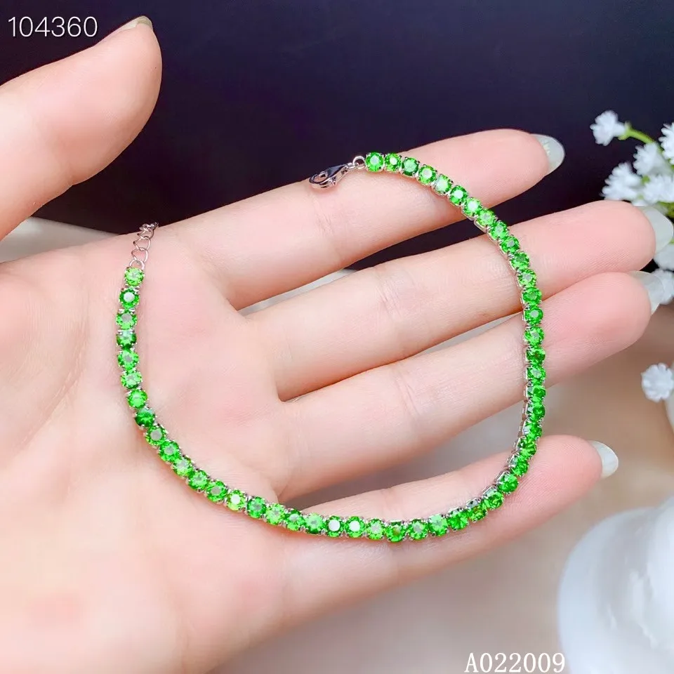 

KJJEAXCMY fine jewelry 925 sterling silver inlaid natural diopside bracelet fashion girl hand bracelet support testing