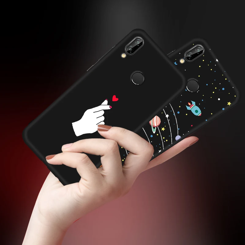 Черный чехол с рисунком для Huawei Y6 Pro 2019 защитный Prime P30 lite P smart 2020 2021|Бамперы| |
