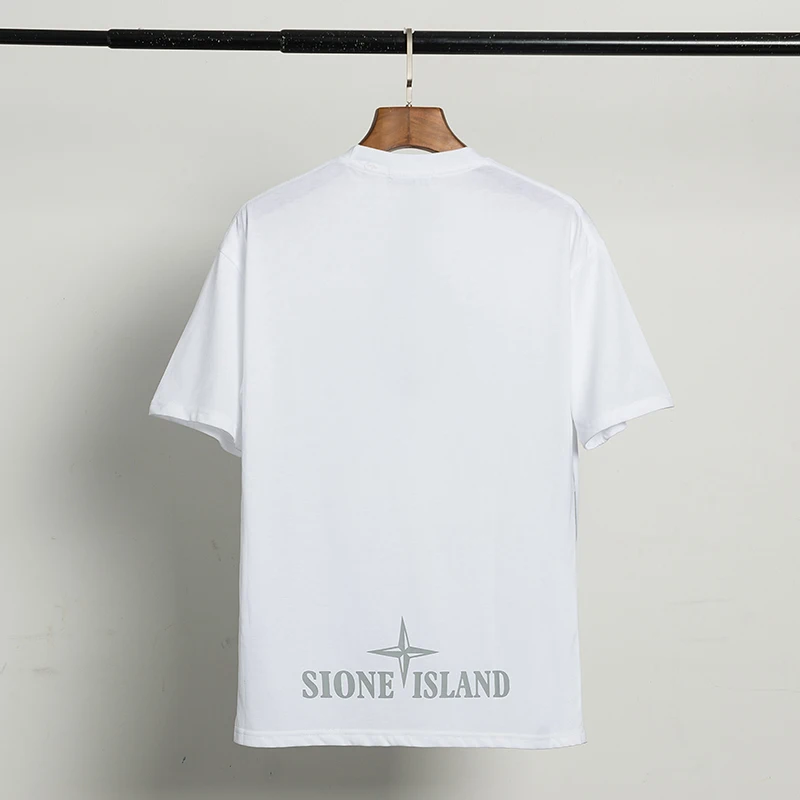 

ISLAND Summer STONE New Big Compass Camouflage Print Loose Hip-hop Casual Round Neck Short-sleeved T-shirt for Men and Wome