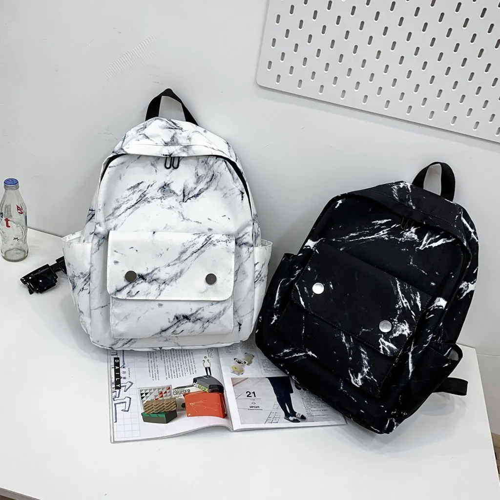 50 # унисекс мраморный рюкзак модная повседневная Студенческая сумка Большая