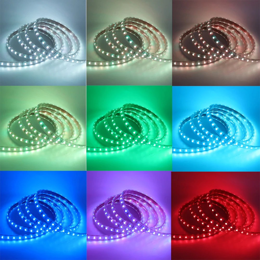 Светодиодная лента RGB 5050 с музыкальным Bluetooth-управлением через приложение, дистанционное управление и влагозащитой 60LED/м для гибкой декорации дома на 220В и 110В.