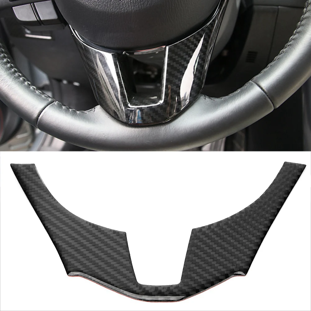 

Carbon Fiber Steering Wheel Decoration Frame Cover Trim for Mazda3 Axela 2014-2016