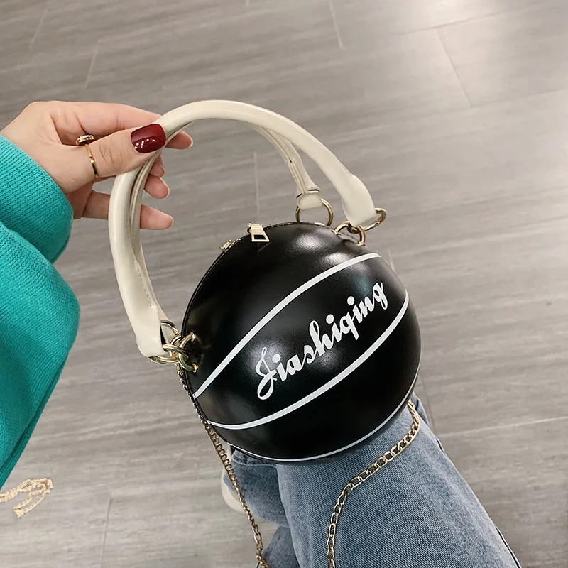 

Women Trend Round Female Bag Basketball Styling Personality Creative Hand Luggage Shoulder Chain Diagonal Package