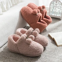 2021 winter ladies furry cotton slippers man soft short plush slides warm home indoor closed shoes women cozy designer slippers