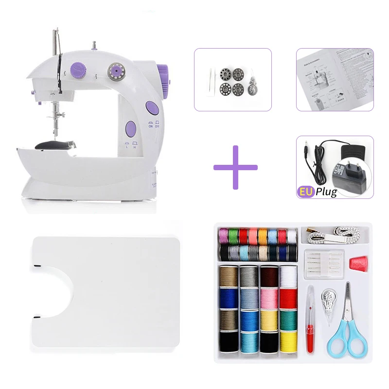 

Purple Sewing Machine Portable Cutter Light Foot Pedal Two Thread Straight Line Hand Table Mini Household Kit Electric Machine