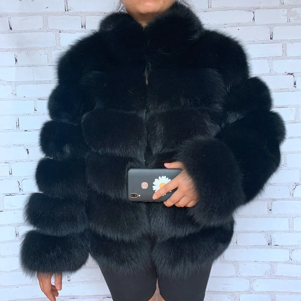 

NEW 2020 Winter Jacket Women Real Fur Coat Natural Fluffy Fox Fur Outerwear Streetwear Warm Removable Vest Detachable