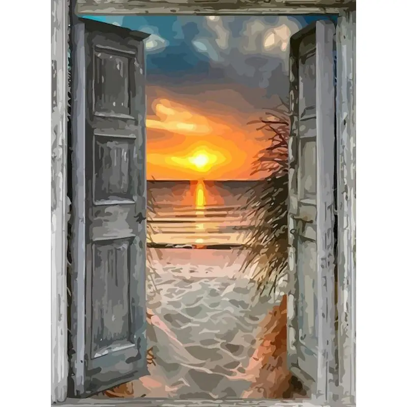

Gatyztory Frame Seaside Paint By Numbers For Adults Kids Landscape Handpainted Oil Painting Canvas Drawing DIY Gift Home Wall De