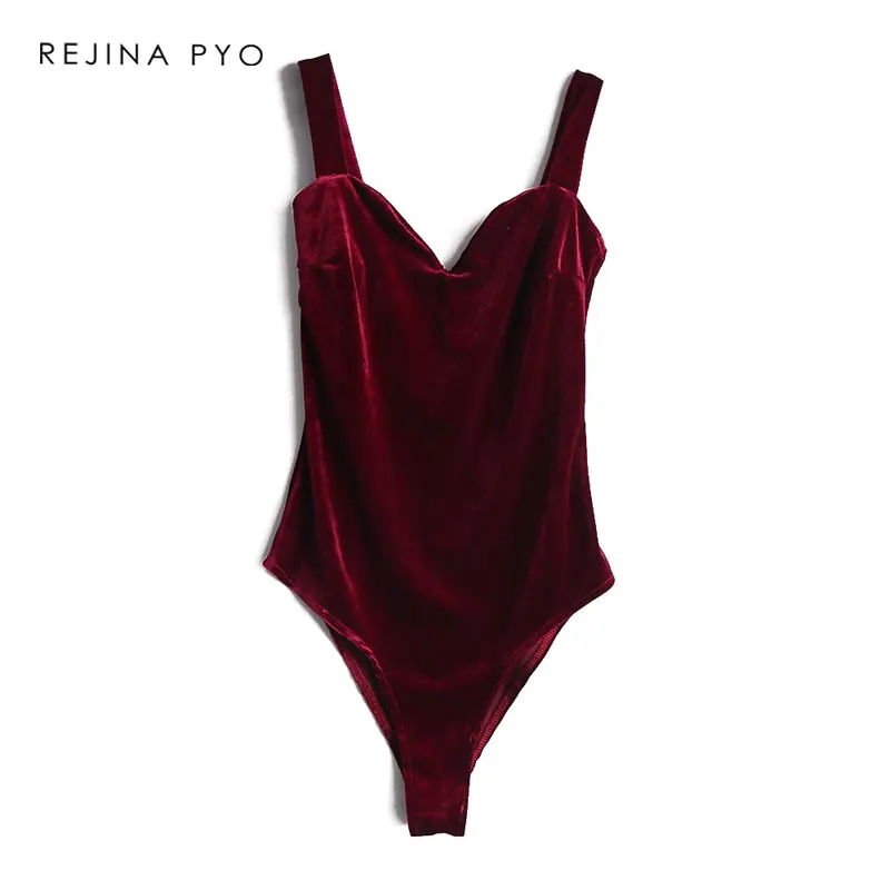 Женский бархатный комбинезон BIAORUINA бордовый сексуальный с V образным вырезом